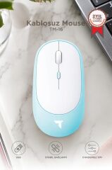 Mouse Çift Modlu Sessiz Kablosuz Fare TM16 Mavi