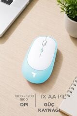 Mouse Çift Modlu Sessiz Kablosuz Fare TM16 Mavi