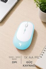 Mouse Çift Modlu Sessiz Kablosuz Fare TM16 Mavi