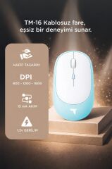 Mouse Çift Modlu Sessiz Kablosuz Fare TM16 Mavi