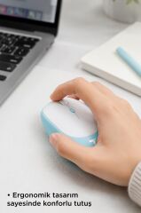 Mouse Çift Modlu Sessiz Kablosuz Fare TM16 Mavi
