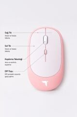 Mouse Çift Modlu Sessiz Kablosuz Fare TM16 Beyaz