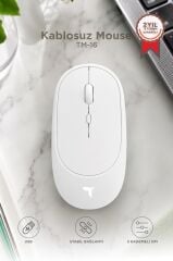 Mouse Çift Modlu Sessiz Kablosuz Fare TM16 Beyaz
