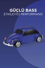 Bluetooth Hoparlör Retro Araba Voswos USB TF FM Speaker D49 Mavi