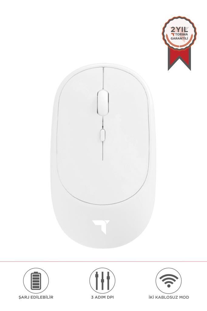 Mouse Çift Modlu Sessiz Kablosuz Fare TM16 Beyaz