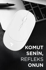 Mouse Çift Modlu Sessiz Kablosuz Fare TM16 Beyaz