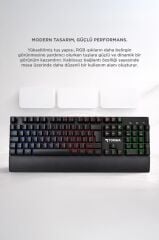Oyuncu Klavyesi Rgb Işıklı Mekanik Şarjlı Kablosuz Klavye TK10 Siyah