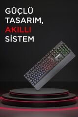 Oyuncu Klavyesi Rgb Işıklı Mekanik Şarjlı Kablosuz Klavye TK10 Siyah