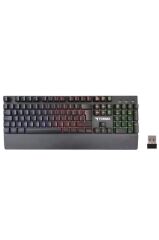 Oyuncu Klavyesi Rgb Işıklı Mekanik Şarjlı Kablosuz Klavye TK10 Siyah