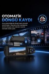 Araç İçi Kamera Gece Görüşlü 1080P Ön ve İç Geri Görüş Kamerası TA09 Siyah