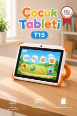 Tablet 4GB 128GB Kılıf Hediyeli Çocuk Tableti T15 Beyaz