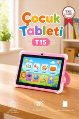 Tablet 4GB 128GB Kılıf Hediyeli Çocuk Tableti T15 Pembe