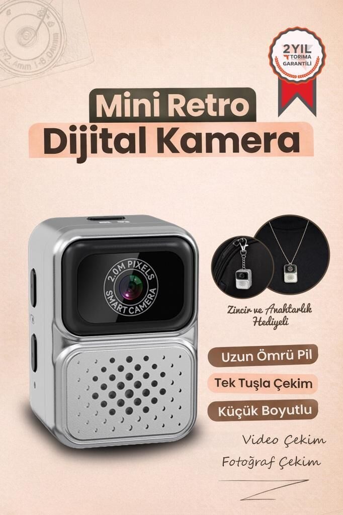 Dijital Fotoğraf Makineleri Video Kamera Mini Anahtarlık 480P CMR36 Gümüş