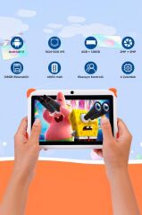 Tablet 4GB 128GB Kılıf Hediyeli Çocuk Tableti T15 Mavi