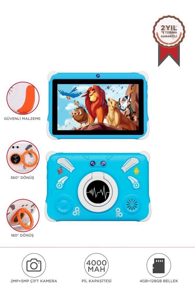 Torima T15 Mavi 4GB +128 GB Tablet Çocuk Tableti Kılıf Hediyeli