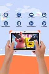 Tablet 4GB 128GB Kılıf Hediyeli Çocuk Tableti T15 Mavi