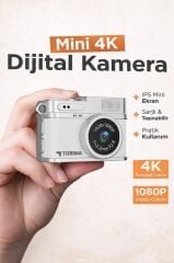 Torima Mini Dijital Kamera Selfie Video Vlog Kamerası Mini Anahtarlık 1080P CMR35 Beyaz
