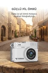 Torima Mini Dijital Kamera Selfie Video Vlog Kamerası Mini Anahtarlık 1080P CMR35 Beyaz