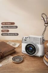 Mini Dijital Kamera Selfie Video Vlog Kamerası Mini Anahtarlık 1080P CMR35 Beyaz