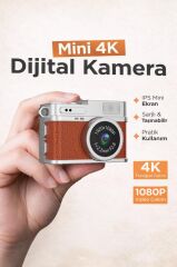 Mini Dijital Kamera Selfie Video Vlog Kamerası Mini Anahtarlık 1080P CMR35 Kahverengi