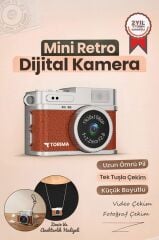 Mini Dijital Kamera Selfie Video Vlog Kamerası Mini Anahtarlık 1080P CMR35 Kahverengi