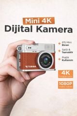 Torima Mini Dijital Kamera Selfie Video Vlog Kamerası Mini Anahtarlık 1080P CMR35 Kahverengi
