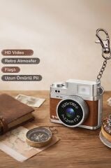Mini Dijital Kamera Selfie Video Vlog Kamerası Mini Anahtarlık 1080P CMR35 Kahverengi