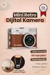 Torima Mini Dijital Kamera Selfie Video Vlog Kamerası Mini Anahtarlık 1080P CMR35 Kahverengi