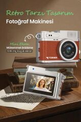 Torima Mini Dijital Kamera Selfie Video Vlog Kamerası Mini Anahtarlık 1080P CMR35 Kahverengi