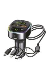TORİMA G15 Siyah FM Transmitter Araç Şarj Cihazı (18W Hızlı Şarj - USB/Type-C/TF Kart Destekli)
