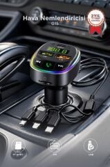 Transmitter Usb Type-C Tf Kart Destekli Hızlı Araç Şarj Cihazı Fm 18W G15 Siyah