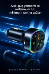 Transmitter Usb Type-C Tf Kart Destekli Hızlı Araç Şarj Cihazı Fm 18W G15 Siyah