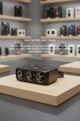 Araç Şarj Cihazı Çakmaklık Girişli 120W Hızlı Şarj Type-C USB QC4.0 Çoklu Çıkışlı G18 Siyah
