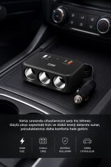 Araç Şarj Cihazı Çakmaklık Girişli 120W Hızlı Şarj Type-C USB QC4.0 Çoklu Çıkışlı G18 Siyah