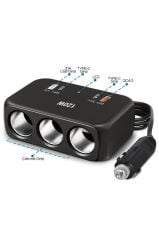 Araç Şarj Cihazı Çakmaklık Girişli 120W Hızlı Şarj Type-C USB QC4.0 Çoklu Çıkışlı G18 Siyah