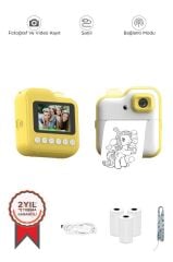 Dijital Fotoğraf Makineleri Çocuk Termal Resim Kağıt Baskılı Yazıcı Kamera Video Makinesi CMR15 Sarı