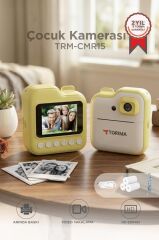 Dijital Fotoğraf Makineleri Çocuk Termal Resim Kağıt Baskılı Yazıcı Kamera Video Makinesi CMR15 Sarı