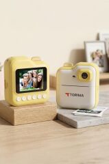 Dijital Fotoğraf Makineleri Çocuk Termal Resim Kağıt Baskılı Yazıcı Kamera Video Makinesi CMR15 Sarı