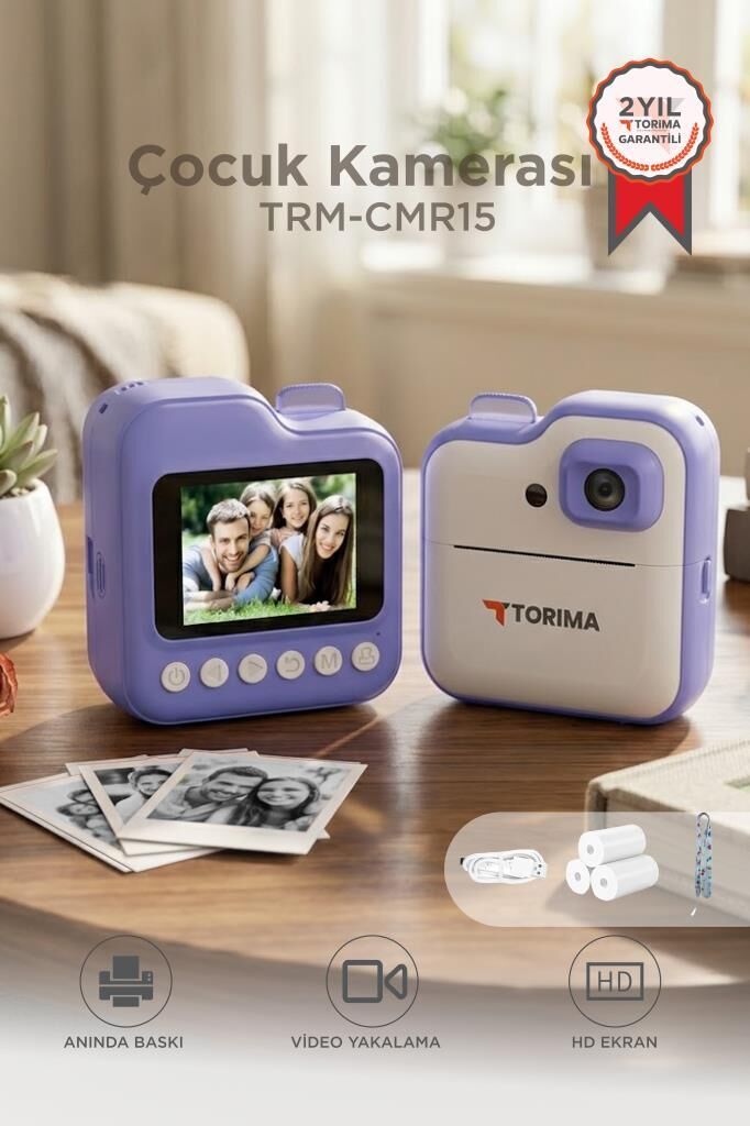 Dijital Fotoğraf Makineleri Çocuk Termal Resim Kağıt Baskılı Yazıcı Kamera Video Makinesi CMR15 Mor