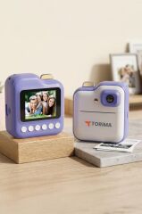 Dijital Fotoğraf Makineleri Çocuk Termal Resim Kağıt Baskılı Yazıcı Kamera Video Makinesi CMR15 Mor