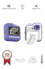Dijital Fotoğraf Makineleri Çocuk Termal Resim Kağıt Baskılı Yazıcı Kamera Video Makinesi CMR15 Mor