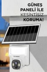 Torima CMR30 Beyaz Şarjlı Duvar Lambası Görünümlü Dış Mekan Kamerası Akıllı IP Güneş Enerjili Kamera