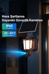 Güneş Enerjili IP Güvenlik Kamerası Duvar Lamba Tipi Şarjlı Dış Mekan CMR29 Kahverengi