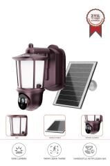 Güvenlik Kamerası Şarjlı Duvar Lambası Görünümlü Akıllı Ip Güneş Enerjili Gizli Dış Mekan Kamerası CMR29 Kahverengi