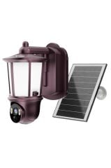 Güvenlik Kamerası Şarjlı Duvar Lambası Görünümlü Akıllı Ip Güneş Enerjili Gizli Dış Mekan Kamerası CMR29 Kahverengi