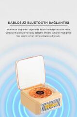 Bluetooth Hoparlör Nostaljik Plak Görünümlü Işıklı AUX TF Destekli Speaker D61 Sarı