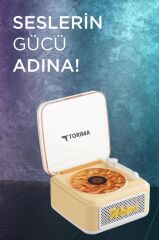 Torima D61 Sarı Mini Nostalji Plak Görünüm Dekor Waves Bluetooth Işıklı Müzik Çalar Saat Tf Kart Aux Özellikli