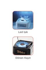 Torima D61 Sarı Mini Nostalji Plak Görünüm Dekor Waves Bluetooth Işıklı Müzik Çalar Saat Tf Kart Aux Özellikli