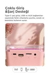 Bluetooth Hoparlör Nostaljik Plak Görünümlü Işıklı AUX TF Destekli Speaker D61 Beyaz