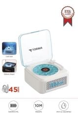 Bluetooth Hoparlör Nostaljik Plak Görünümlü Işıklı AUX TF Destekli Speaker D61 Beyaz